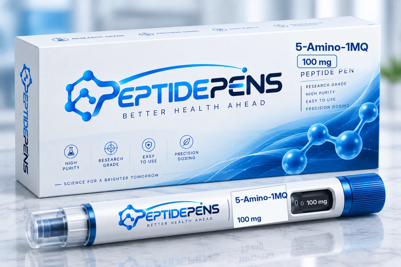 5-Amino-1MQ Pen mit 100 mg, Pen und Verpackung