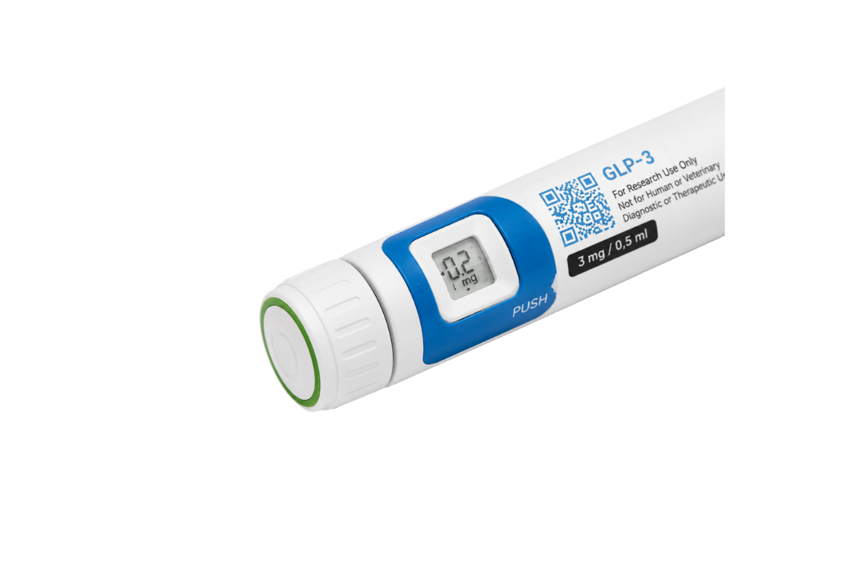 BPC-157 Pen, 15 mg, Detailaufnahme des Pens, Research-Peptid von Peptiden Online